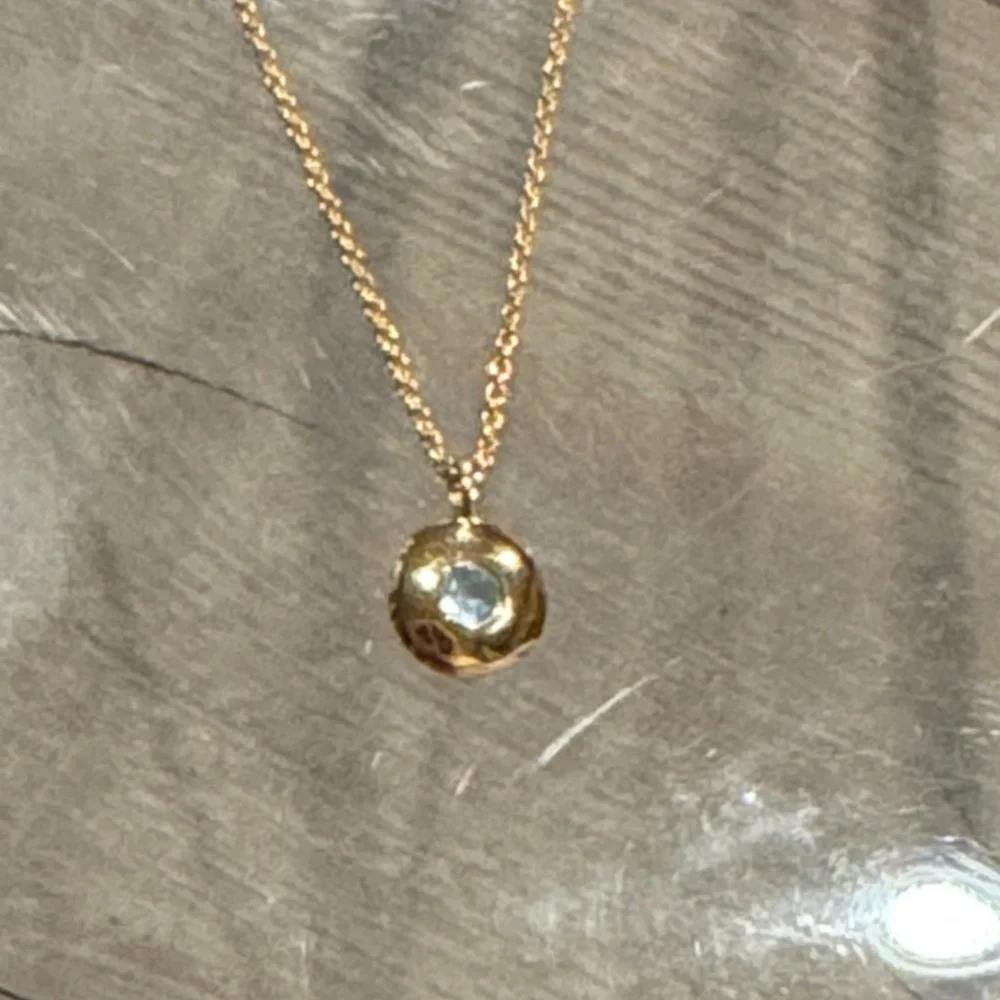 MONICA VINADER 18k Gold Vermeil Aquamarine Gemstone Necklace Pendant - Picture 5 of 7